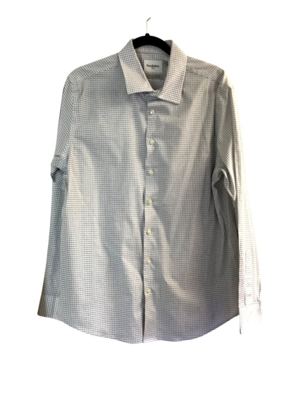 GOODIELLOW- MENS WHITE/BLACK LONG SLEEVE BUTTON DOWN SHIRT SIZE LARGE